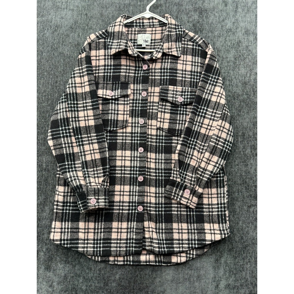 YMI With Love Shirt Womens XL Multicolor Plaid Flannel Shirttail Hem Comfort‎